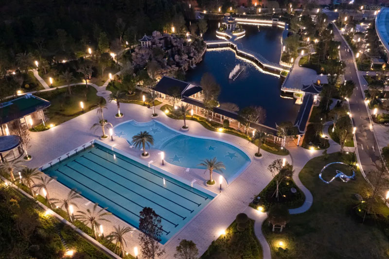 游泳池工程案例：江西藏着“小三亚”！定南这家格兰云天的双池，美得让人一